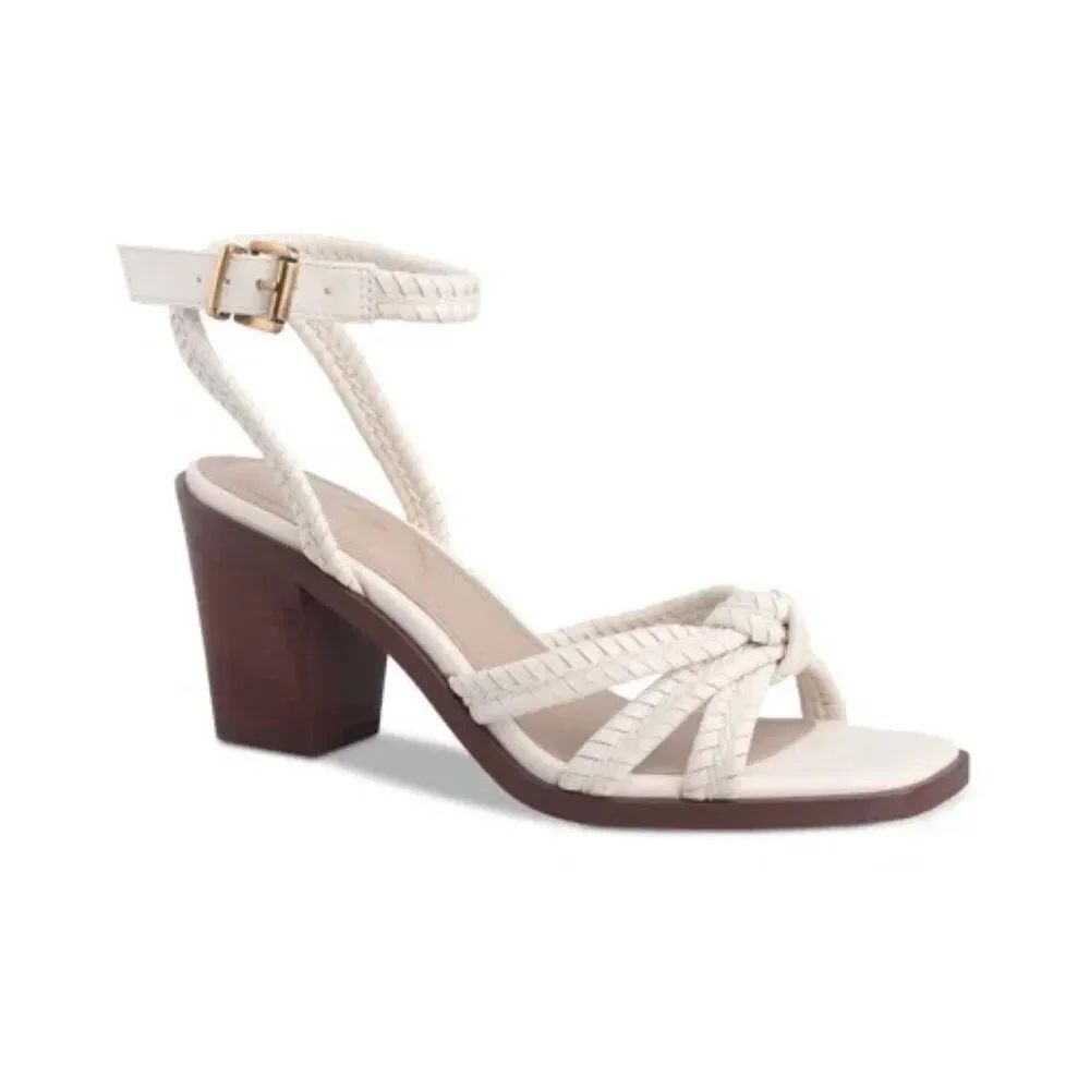 Giani Bernini White Renaee Block Heel Woven Strappy Dress Sandals NWT